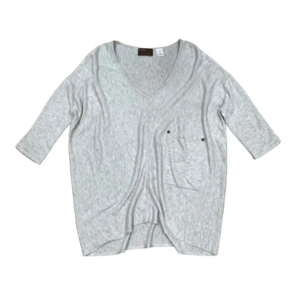 Kerisma Gray Knit Relaxed Raven V-neck Sweater with Pocket M/L - Picture 2 of 4